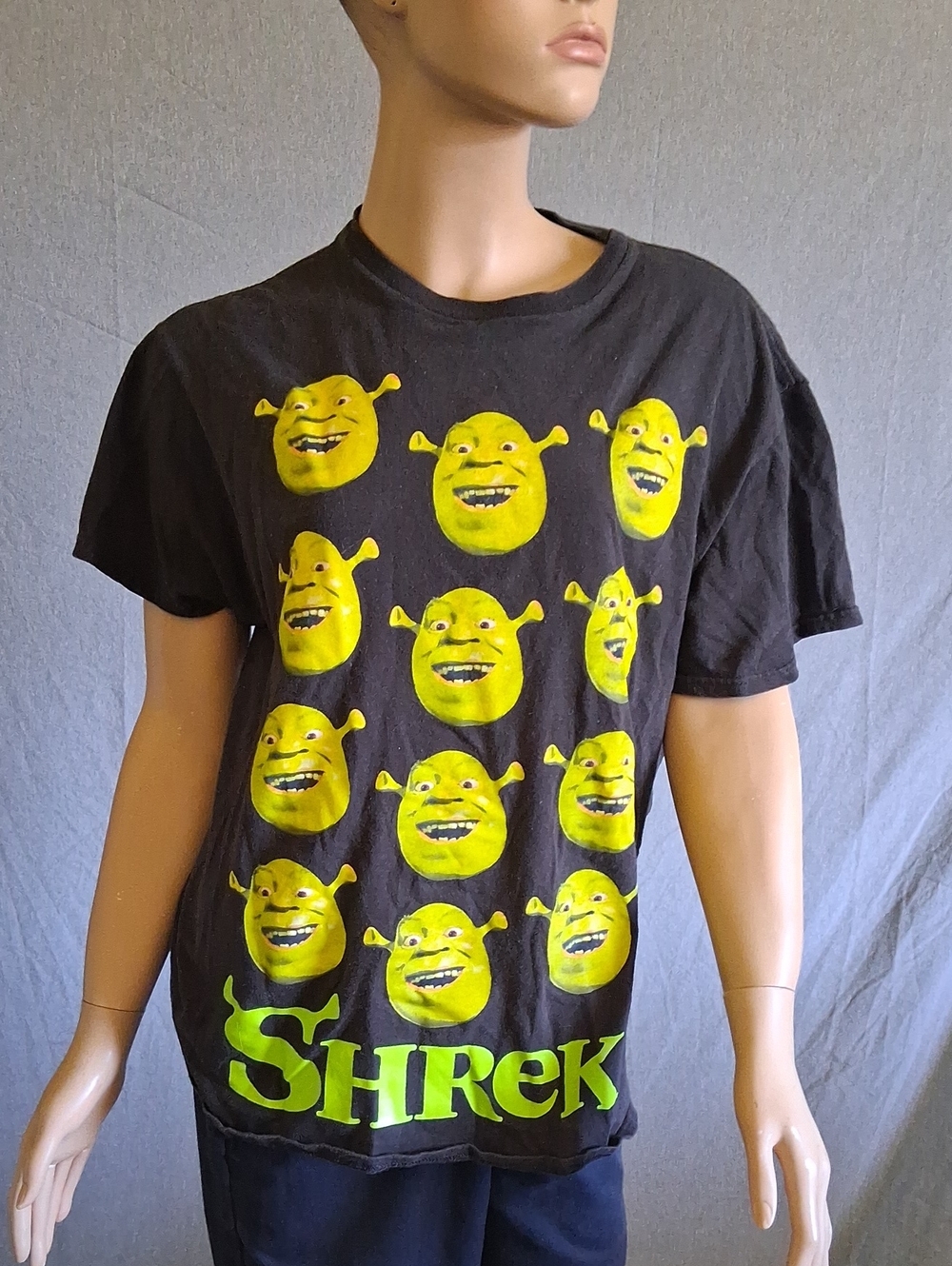 Dreamworks Black Tee with Yellow Shrek Faces